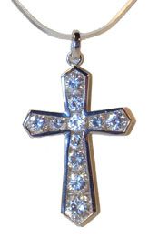 CLarge Sterling Silver Clear Cross - Click To Enlarge