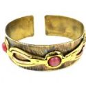 Blush Pink Tiger Eye Brass Cuff (Narrow) South Africa