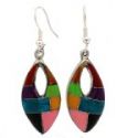 Open Ellipse Silver Mosiac Earrings - Mexico