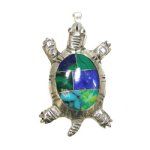 CInlaid Turtle Silver Pendant - Mexico - Click To Enlarge