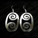 Large Silverplated Double Scroll Earrings - Mexico