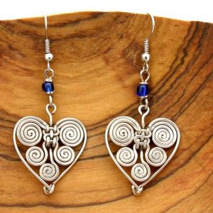 CSilver Plated Heart Earrings - Kenya - Click To Enlarge