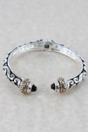 TWO-TONE SCROLL WITH BLACK CRYSTALS HINGED BANGLE