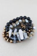 BLACK AGATE STONE MIXED BEAD BRACELET