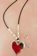 RED HEART PENDANT BEADED CORD