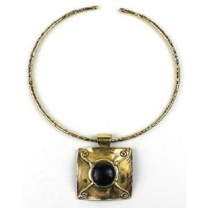 CTIGER EYE BRASS PENDANT NECKLACE - Click To Enlarge