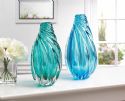 OCEAN AQUA SPIRAL ART GLASS VASE