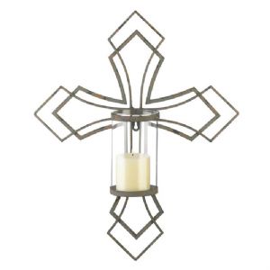 CCONTEMPORARY CROSS CANDLE WALL SCONCE - Click To Enlarge