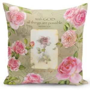 CPC - With God (Pink Roses) Pillow Cover - Click To Enlarge